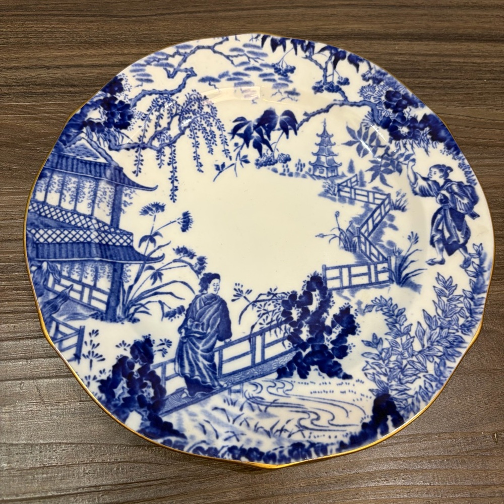 Vintage Royal Crown Derby Blue Mikado Dessert Replacement Plate Gold Trim